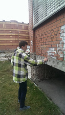 Первокурсники ФЭМГО приняли участие в общегородской акции по закраске трафаретной рекламы