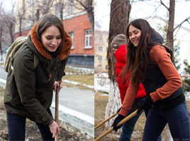 Бойцы студенческих отрядов НГАСУ (Сибстрин) провели субботник на территории университета