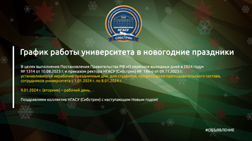График работы университета в новогодние праздники